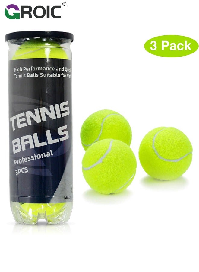 GROIC 1 Can/3 Balls Tennis Ball, Advanced All Courts Balls,Highly Elasticity, More Durable, Good for Beginner Training Ball, Felt Pressurized Tennis Balls, Tennis Elite Balls - Image 1