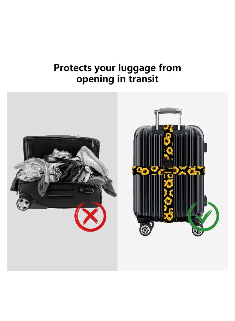 KASTWAVE Sunflower Luggage Straps, 4Pack Adjustable Suitcase Belts, Luggage Accessories to Secure Bag Cargo Safe Quick-Release - Image 3