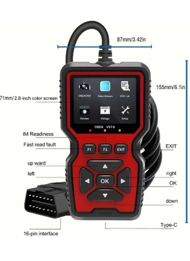 Halamine V519 Custom Universal Car OBD II Diagnostic Scanner Car Fault Detector Diagnostic Scanner  - Image 2