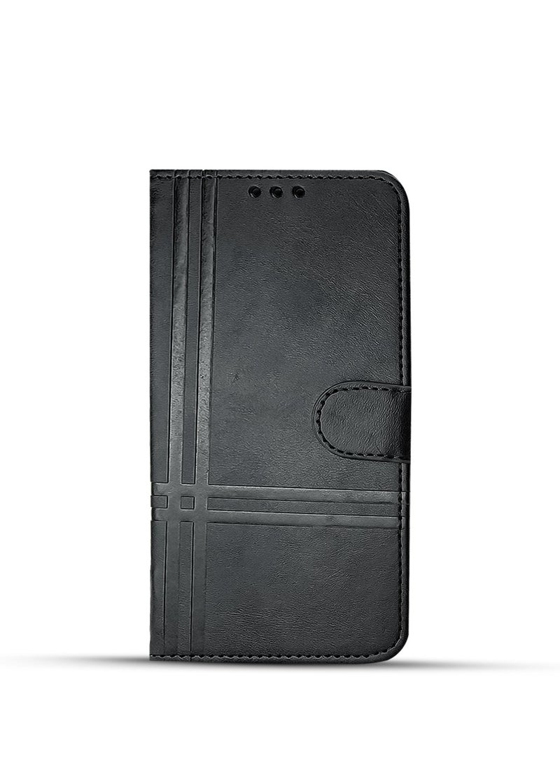 For Samsung Galaxy A56 Two-line design Flip Leather Wallet Card Slot Case with Kickstand,Strap Magnetic Closure,Included Internal Tpu Silicone Case,Compatible with Samsung Galaxy A56 (6.7'') (Black)  - Image 1