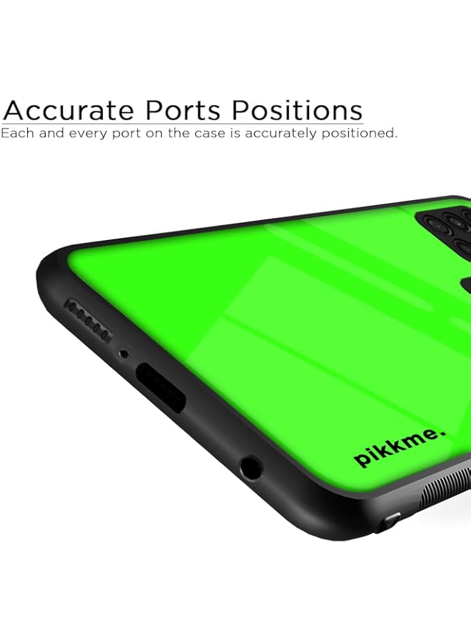 Samsung Galaxy A21s Back Cover | Ultra Hybrid Printed Green Plain Glass Case | Soft TPU Sides with Anit-Skid Grip Protection (Plain 11)