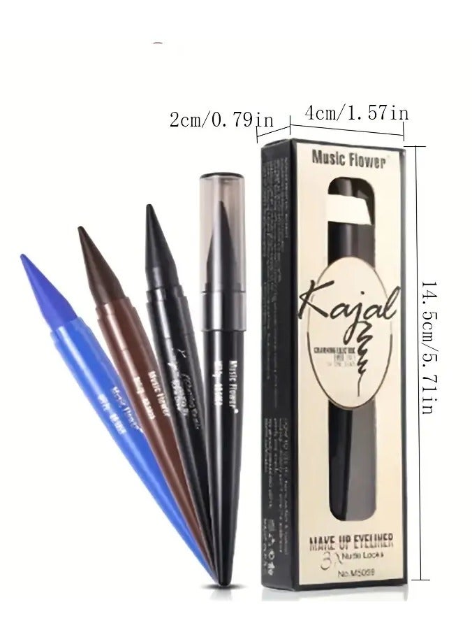 Music Flower Long-Lasting Matte Eyeliner Gel - Smooth, Natural, Waterproof, And Smudge-Proof, Blue Eyeliner Contains Plant Squalane Formula - Black - Image 5