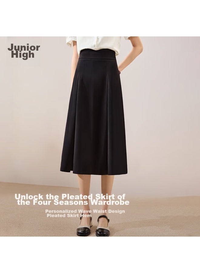 Chushen Chunqiu Women's Professional Commuter Ol Black Mid-length A-line Skirt With High-waist And Flowing Effect S13jb2806