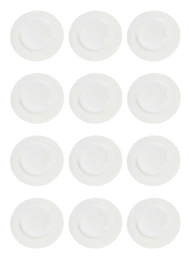 REEM 12-Piece Porcelain Dessert Plates Set White 6 inch - Image 2