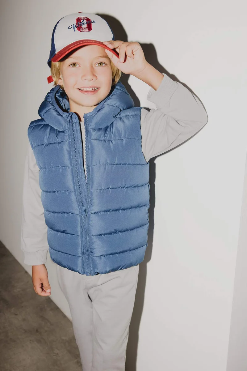 ديفاكتو Baby Boy Hooded Zippered Waterproof Puffer Vest