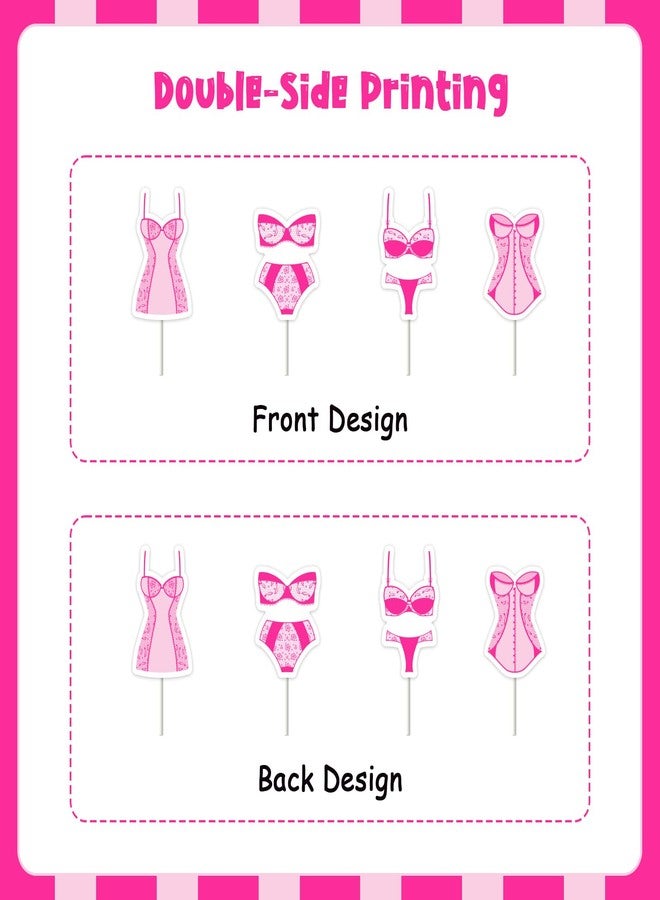 Blisstock Pink Bikini Bachelorette Cupcake Topper Rose Gold Underwear Party Cupcake Picks Underwear Bridal Shower Decorations Rose Gold Hen Party Decor for Women Bachelorette Party Bridal Shower Supplies - Image 5