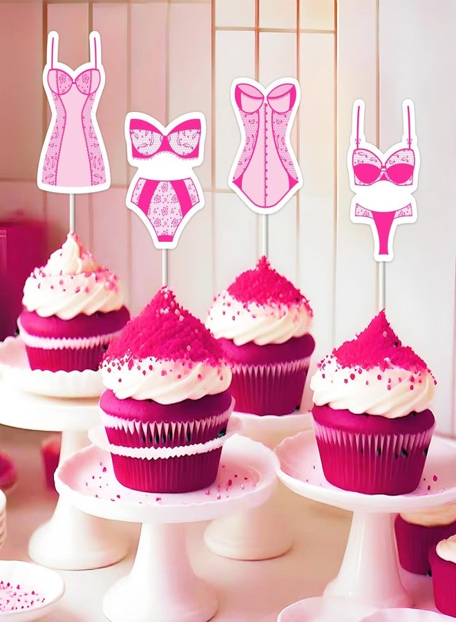 Blisstock Pink Bikini Bachelorette Cupcake Topper Rose Gold Underwear Party Cupcake Picks Underwear Bridal Shower Decorations Rose Gold Hen Party Decor for Women Bachelorette Party Bridal Shower Supplies - Image 3