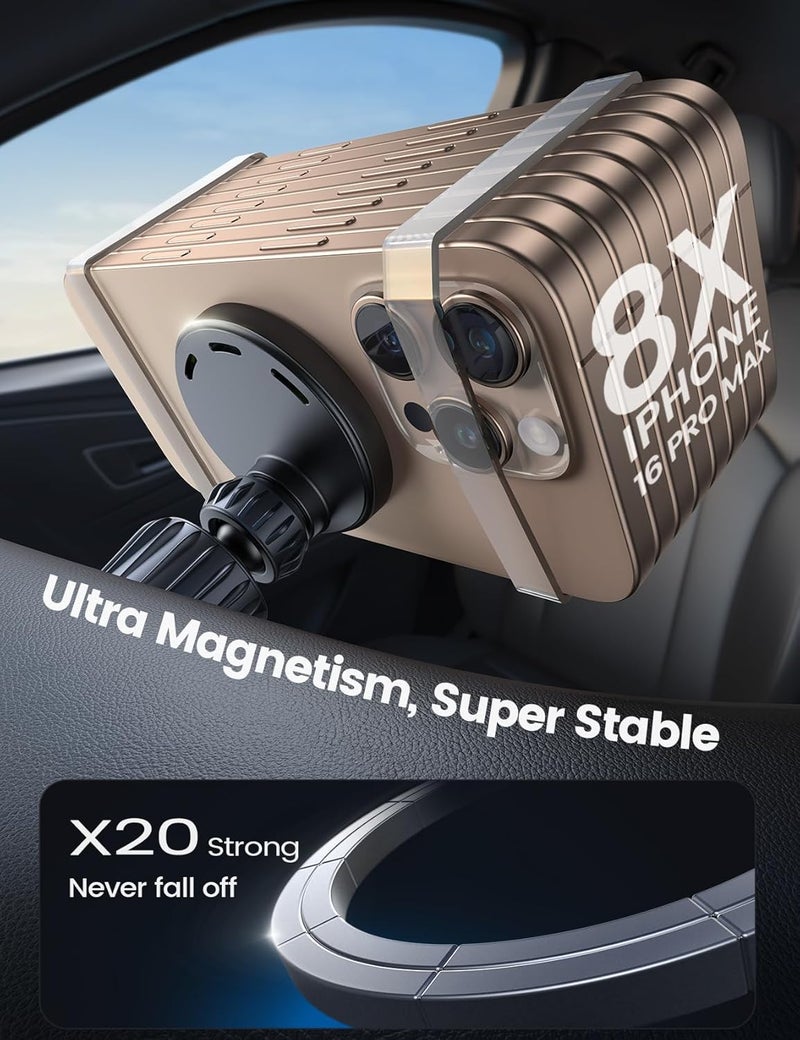 Lamicall MagSafe Car Charger, 15W Fast Wireless Charging, 360° Rotatable Holder for iPhone 17 Pro Max - Image 4