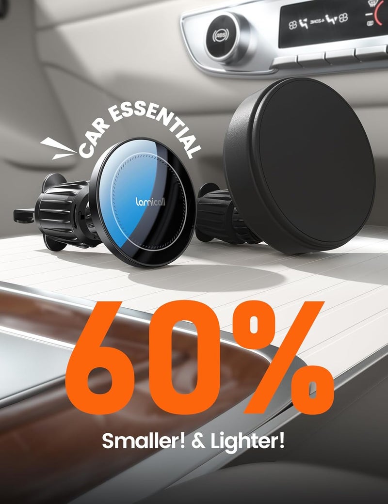 Lamicall MagSafe Car Charger, 15W Fast Wireless Charging, 360° Rotatable Holder for iPhone 17 Pro Max - Image 3