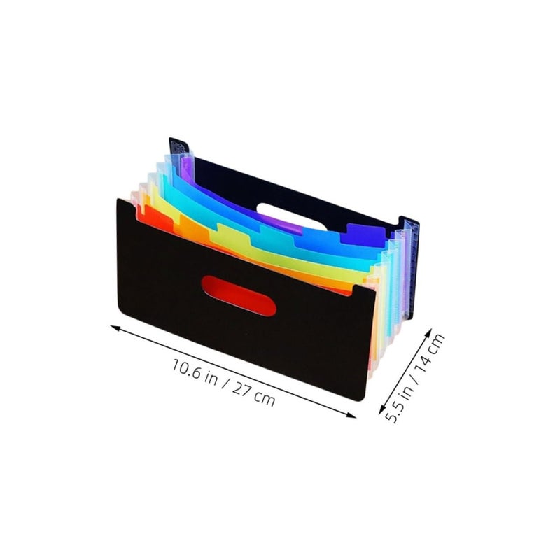 Mini Accordion File Folder Organizer 7 Pocket Expanding Plastic Portable Document Receipt Storage Black - Image 3