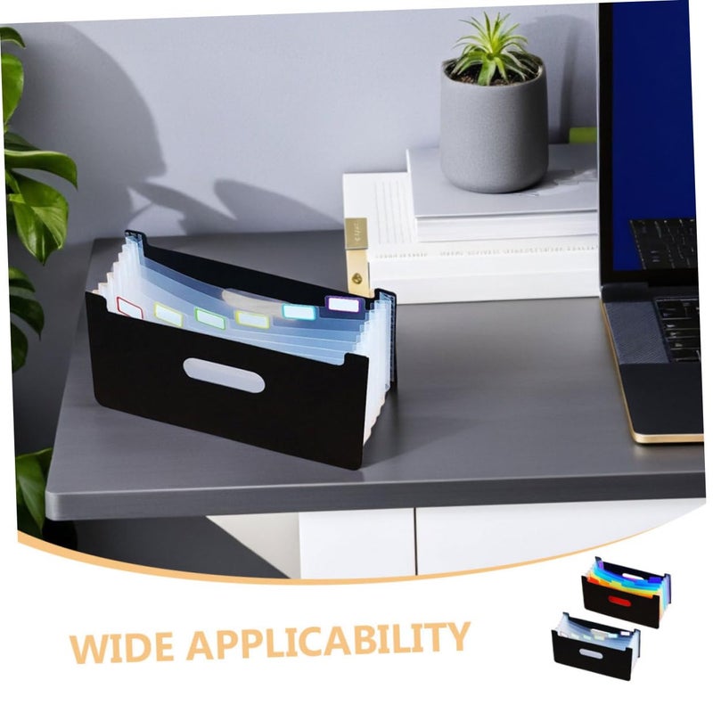 Mini Accordion File Folder Organizer 7 Pocket Expanding Plastic Portable Document Receipt Storage Black - Image 4