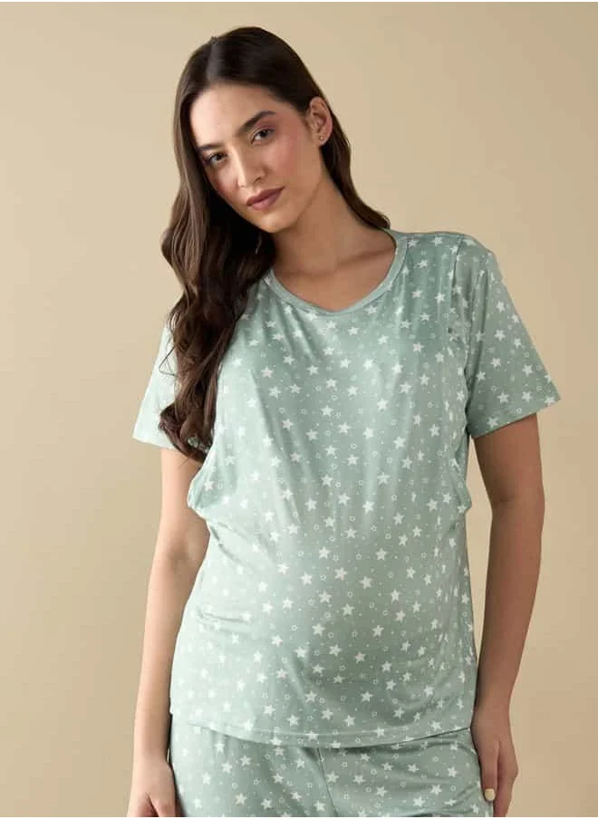 FAV All-Over Star Print Nursing T-shirt and Pyjama Set