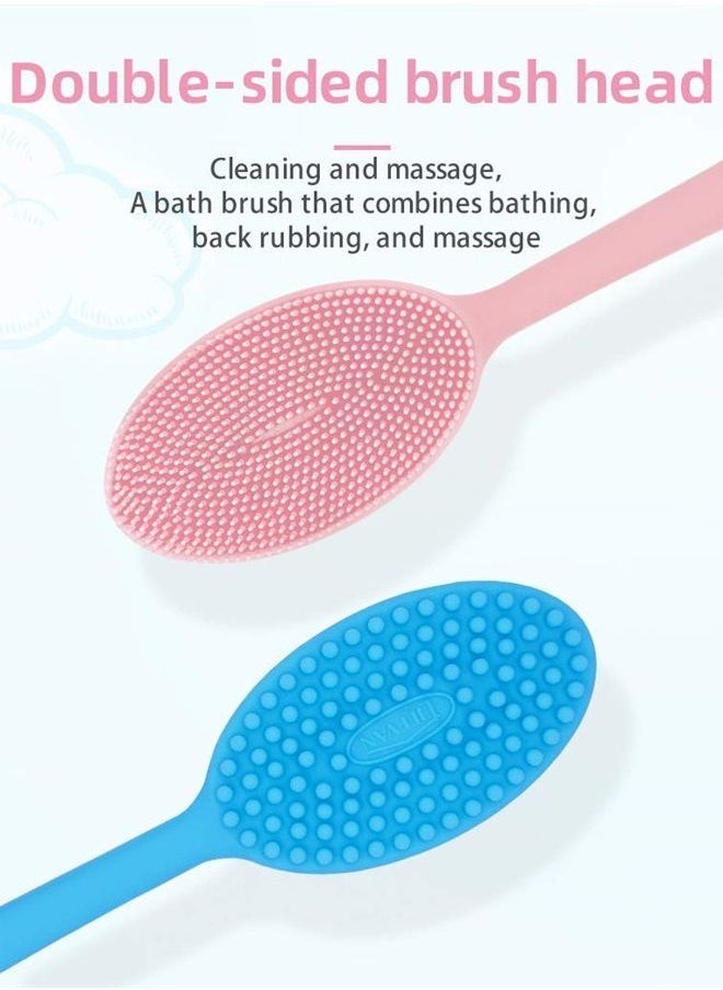 Wolf War - Loofah Exfoliating Body Scrubber 2 in 1 Face And Body Silicone Scrubber - Silicone Shower Brush Bath Sponge Loofa Pink - Image 1