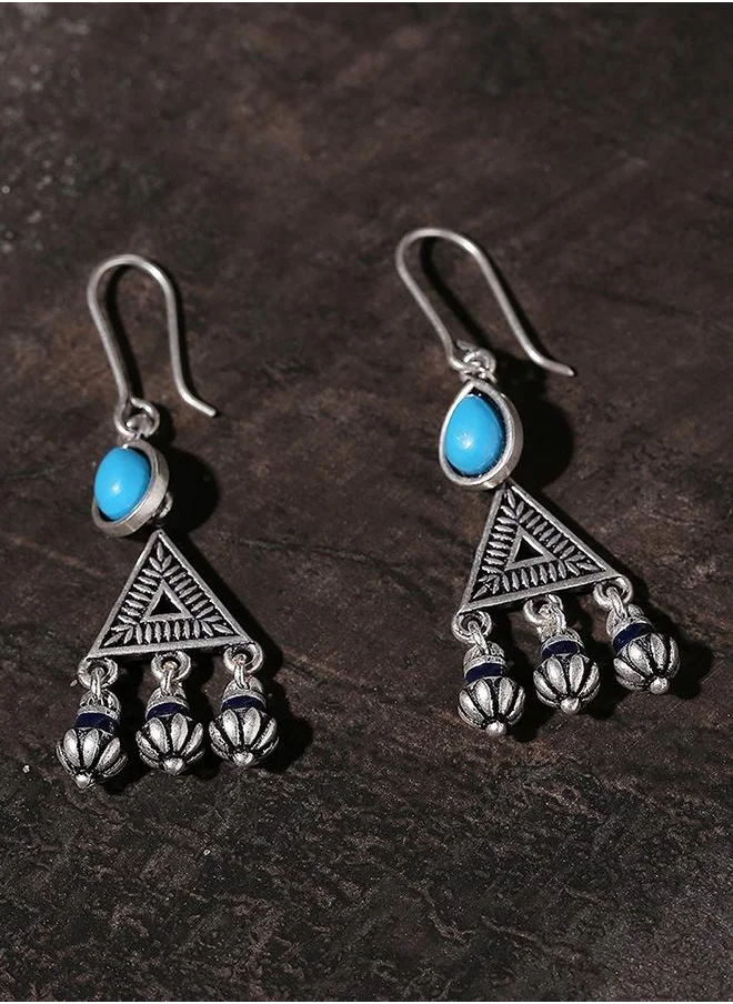 VOYLLA Moksha Triangles Blue Stone Earrings