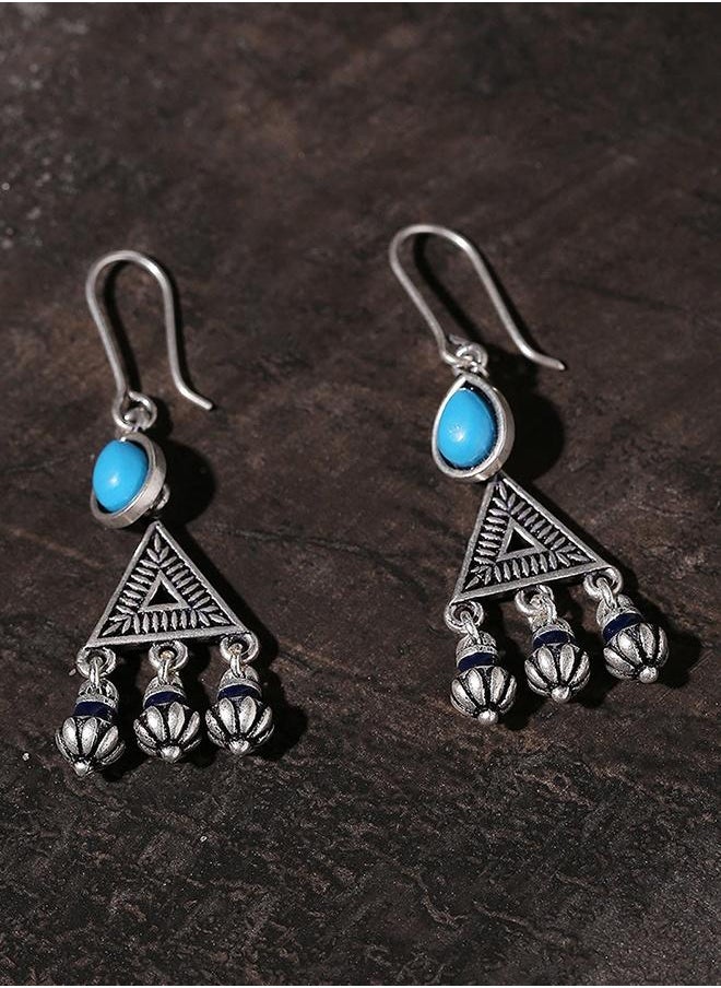VOYLLA Moksha Triangles Blue Stone Earrings  - Image 1