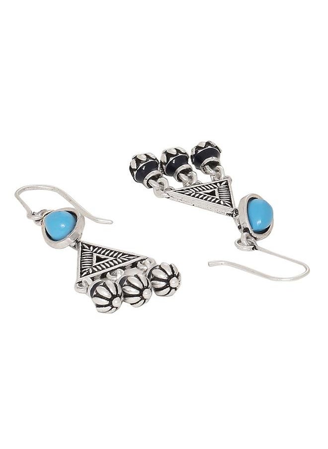 VOYLLA Moksha Triangles Blue Stone Earrings  - Image 3