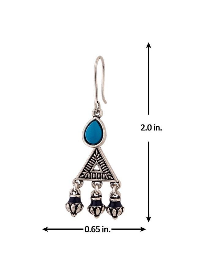 VOYLLA Moksha Triangles Blue Stone Earrings  - Image 4