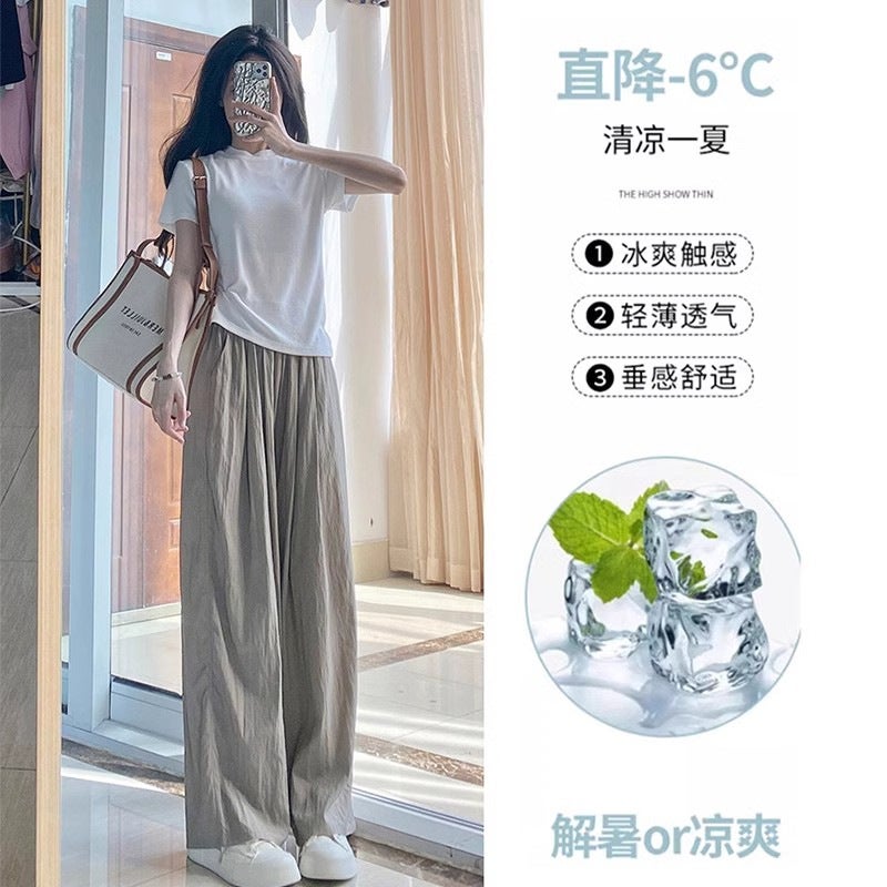 Can Do Plus Size Wide-Legged Pants Women 2024 Plus Size Loose Chubby Girl Banana Drape Straight Oxygen Bar - Image 4