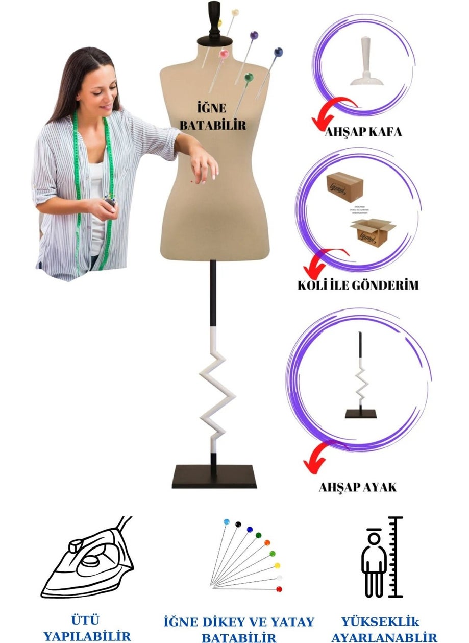 Manken İstanbul Mannequin Istanbul Size 40 Decorative Zig Zag Special Footed Sponge Needle Propable Tailor Mannequin  - Image 1
