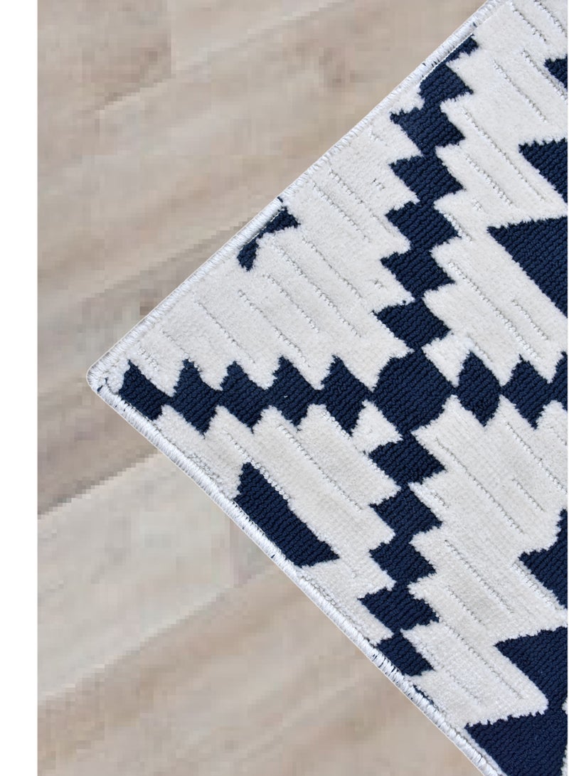 Ikari-Ivory-Blue-150x230cm anti skid Machine Made Thick Indian Rug - Image 2