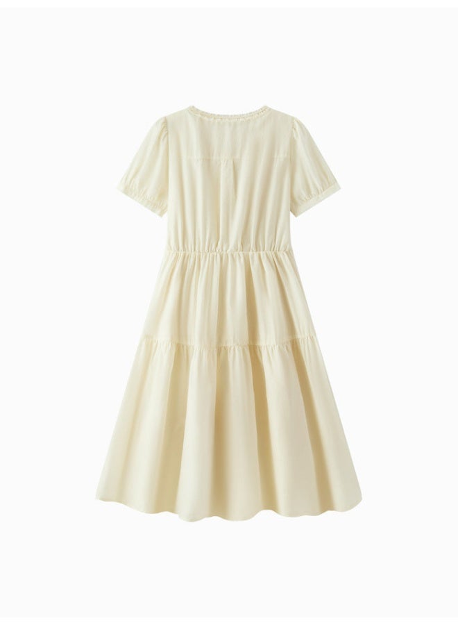 سيمير فستان بأكمام قصيرة بطول الركبة مع تفاصيل مجعدة للنساء - Image 5