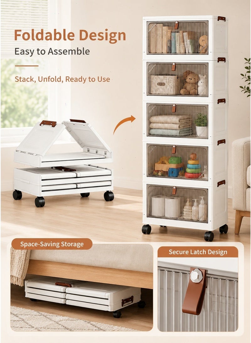 Yoawllty 5-Tier Rolling Drawer Storage Cabinet, Mobile Floor Standing Organizer, Dust-Proof Space-Saving Shelf, Multifunctional Storage Box for Bedroom, Living Room and Household Use - Image 3