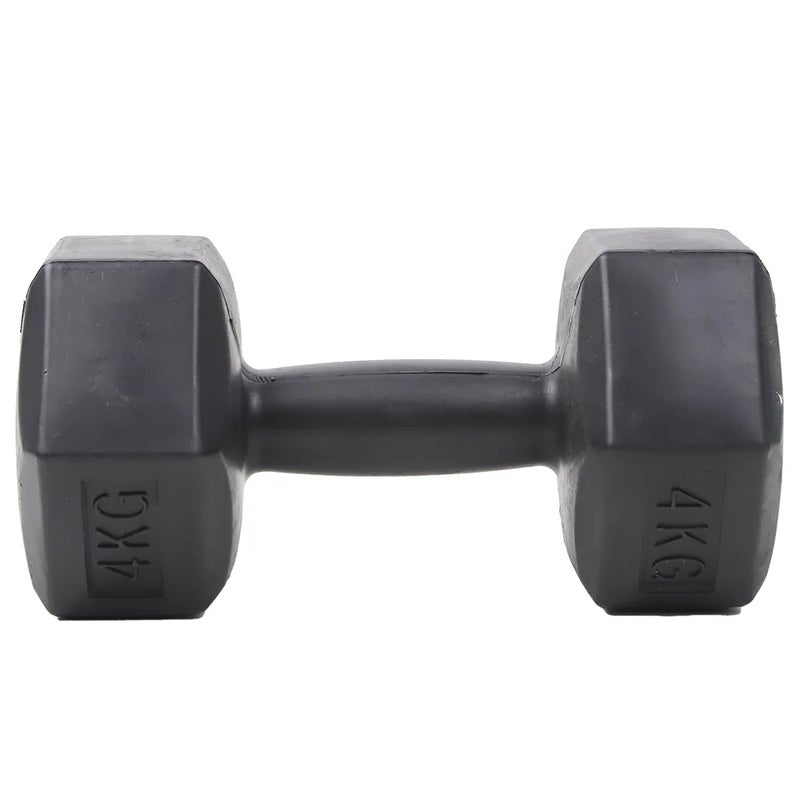 Plastic Dumbbell 4kg Weight, Fitness, Strength Training Equipment- Black