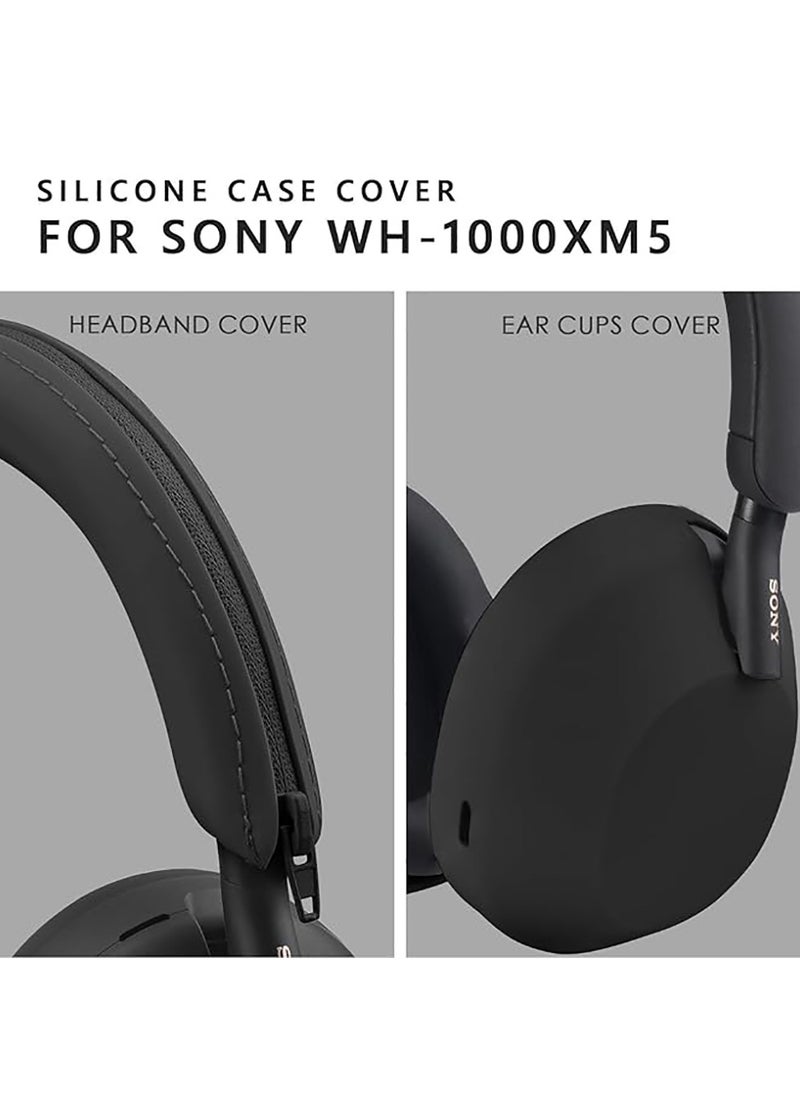 Generic Silicone Ear cups Case for Sony WH-1000XM5 , No yellowing No deformation Anti dust fingers prints-Black  - Image 4