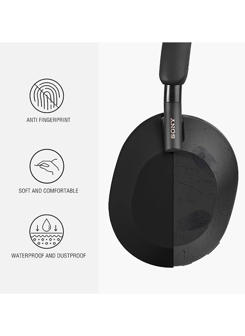Generic Silicone Ear cups Case for Sony WH-1000XM5 , No yellowing No deformation Anti dust fingers prints-Black  - Image 5