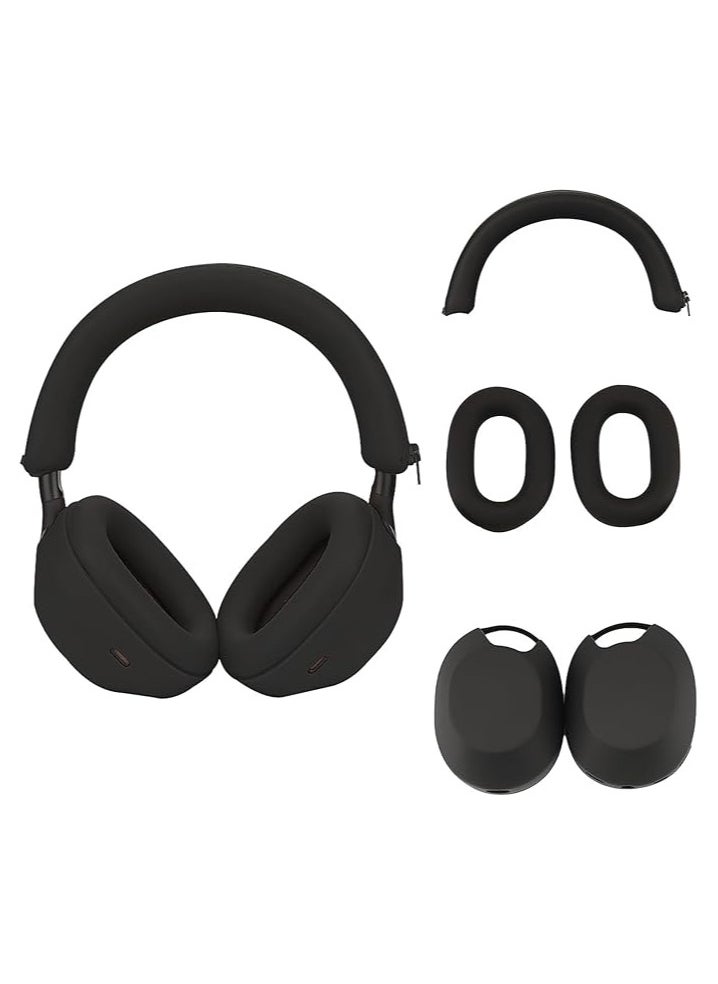 Generic Silicone Ear cups Case for Sony WH-1000XM5 , No yellowing No deformation Anti dust fingers prints-Black  - Image 1