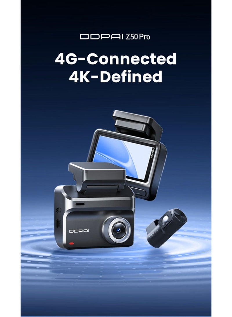 DDPAI Z50 Pro Dual Dash Cam 4K + 1080P | Built-in GPS | Sony Sensor | 5GHz WiFi | Night Vision | G-Sensor | Loop Recording | 24H Parking Mode - Image 2