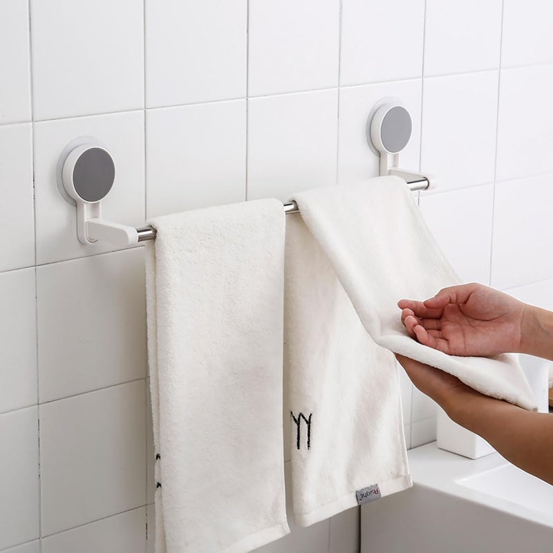 VernoCraft VernoCraft Strong Adhesive Wall Mounted Towel Holder - Plastic Frame with Iron Rod for Kitchen, Bathroom, Toilet, Shower - No Drilling Required (Pack of 1) - Image 4