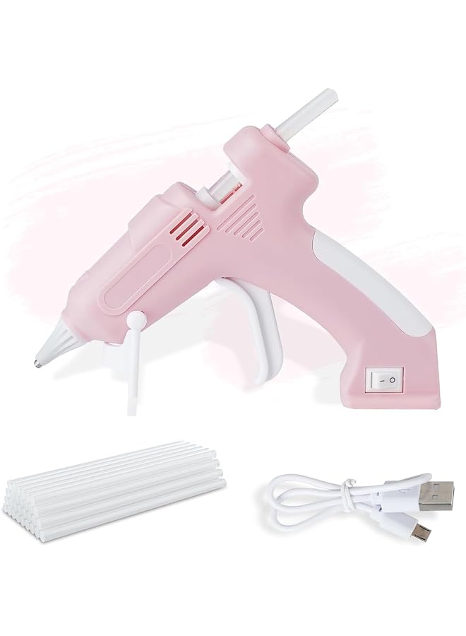 إيروريكس طقم مسدس الغراء الساخن اللاسلكي، مسدس الغراء الساخن سريع التسخين، طقم مسدس الغراء مع 10 قطع من أعواد مسدس الغراء الفاخرة، قاعدة قابلة لإعادة الشحن عبر USB، مسدس الغراء الساخن القائم - Image 1