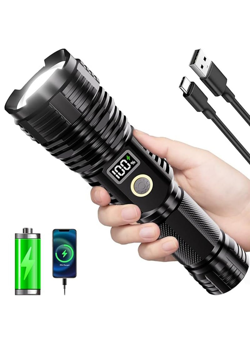 YOUGE Rechargeable Flashlights High Lumens,1000000LM LED Super Bright Flash Light, Zoomable with LCD Digital Display, 5 Mode, Waterproof, Powerful Tactical Flashlight for Emergencies, Camping, Hiking  - Image 1
