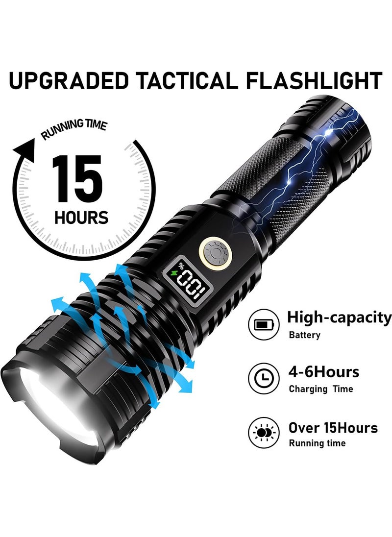 YOUGE Rechargeable Flashlights High Lumens,1000000LM LED Super Bright Flash Light, Zoomable with LCD Digital Display, 5 Mode, Waterproof, Powerful Tactical Flashlight for Emergencies, Camping, Hiking  - Image 4