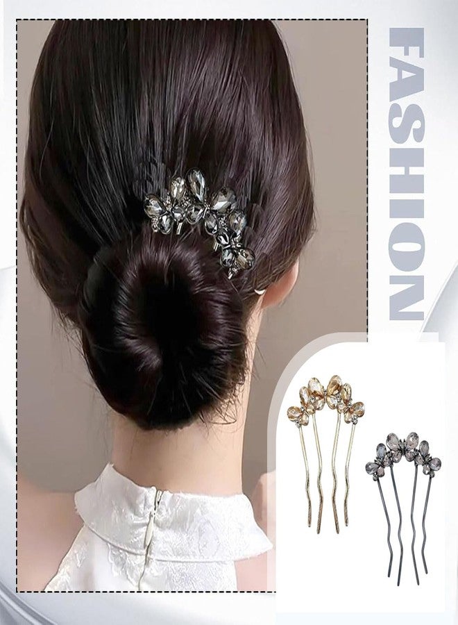 Aeenioy 2Pcs Korean Hair Accessories, French Hair Pin Comb Set with Rhinestones, Juda Pins for Hair Bun Styling, Pearl Hair Accessories for Women, Set for Weddings and Special Occasions - Image 5