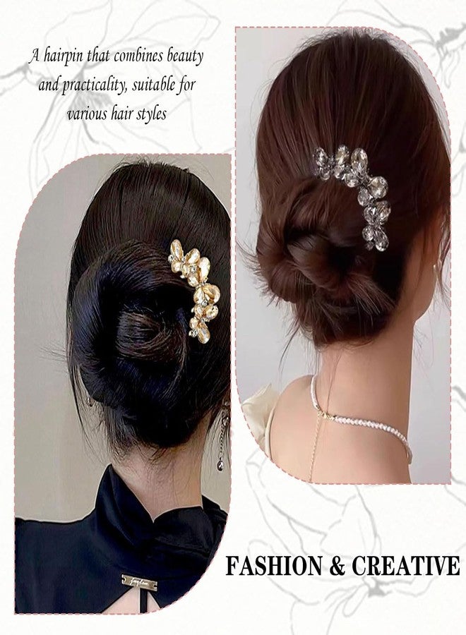Aeenioy 2Pcs Korean Hair Accessories, French Hair Pin Comb Set with Rhinestones, Juda Pins for Hair Bun Styling, Pearl Hair Accessories for Women, Set for Weddings and Special Occasions - Image 4