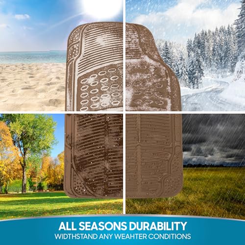 BDK ProLiner Floor Mats for Cars Trucks SUV, 3-Piece All-Weather Car Mats with Universal Fit Design, Durable Car Floor Mats with Capture Ridges, Waterproof Rubber Floor Mats for Cars (Beige) - Image 4