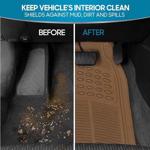 BDK ProLiner Floor Mats for Cars Trucks SUV, 3-Piece All-Weather Car Mats with Universal Fit Design, Durable Car Floor Mats with Capture Ridges, Waterproof Rubber Floor Mats for Cars (Beige) - Image 5