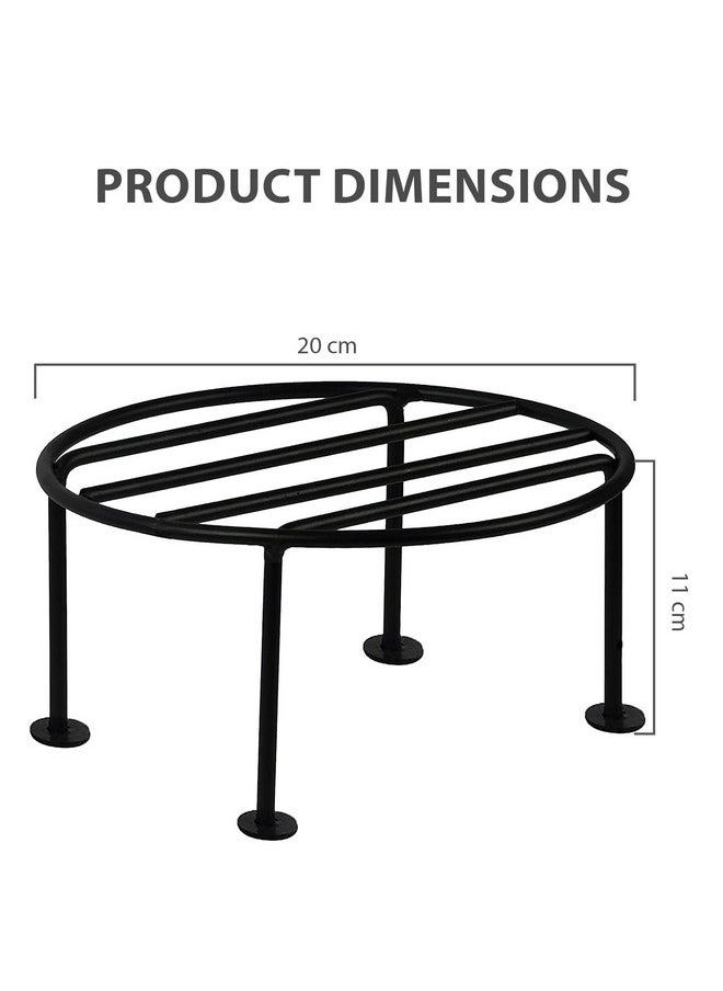 ORILEY ORILEY Plant Round Stand Galvanised Metal Flower Pot Holder Gamla Support Corner Rack Outdoor Display Shelf for Home Garden Balcony Decoration - (Pack of 2, Black)  - Image 2