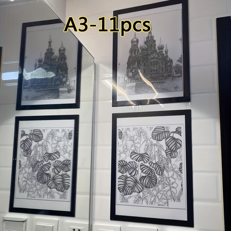 Silver A3 11 sheets Waterproof Magnetic Poster Frame Cardboard for Photos Documents Certificates Sketches Doodles Specimens Advertising Display - Image 4