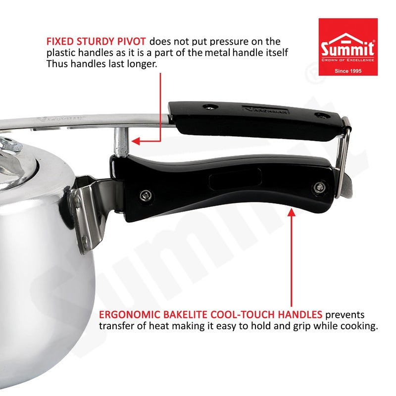 SUMMIT طباخ ضغط ألومنيوم بسعة 3 لترات مع غطاء داخلي من سومات وقاعدة تحريض كونتورا - Image 5