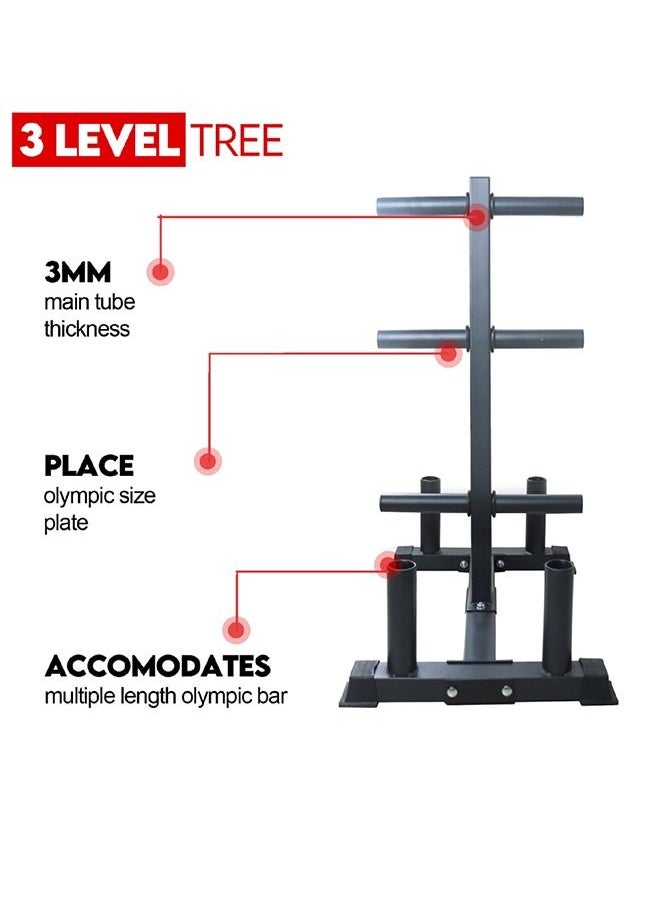 Yalla HomeGym 2in1 Olympic Weight Plate Rack Tree With 4 Vertical Barbell Bar & 6 Olympic Plate Storage Holders  - Image 5