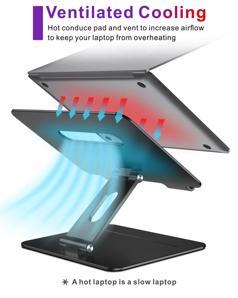 Brocoon Adjustable Laptop Stand for Desk, Ergonomic Aluminum Computer Stand with Heat-Vent, Laptop Riser Compatible for 10-17" Laptops - Image 4