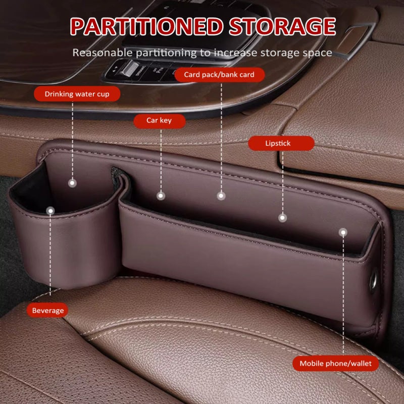 Car Seat Gap Filler Organizer Burgundy Driver Side Premium Odorless PU Leather - Cup Holder & Charging Hole Design Car Seat Organizer for Front Car Seat Storage - Image 5