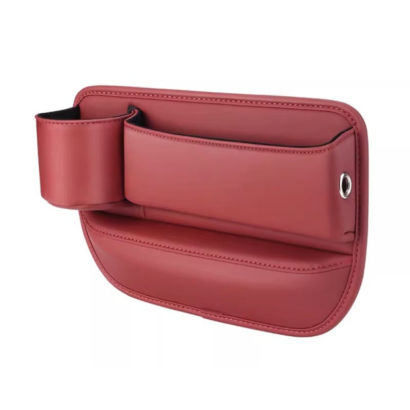 Car Seat Gap Filler Organizer Burgundy Driver Side Premium Odorless PU Leather - Cup Holder & Charging Hole Design Car Seat Organizer for Front Car Seat Storage - Image 1
