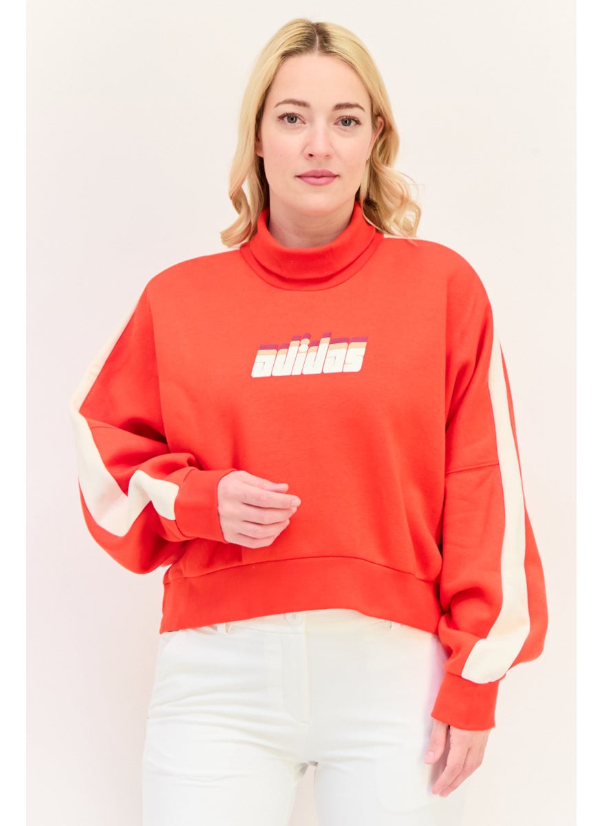 adidas Originals Women Sportswear Fit Long Sleeves Outdoor Sweatshirt, Red  - Image 1