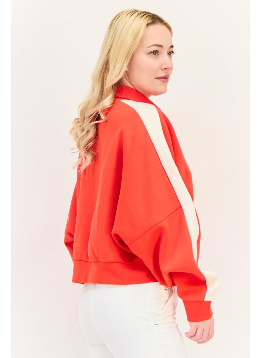adidas Originals Women Sportswear Fit Long Sleeves Outdoor Sweatshirt, Red  - Image 2