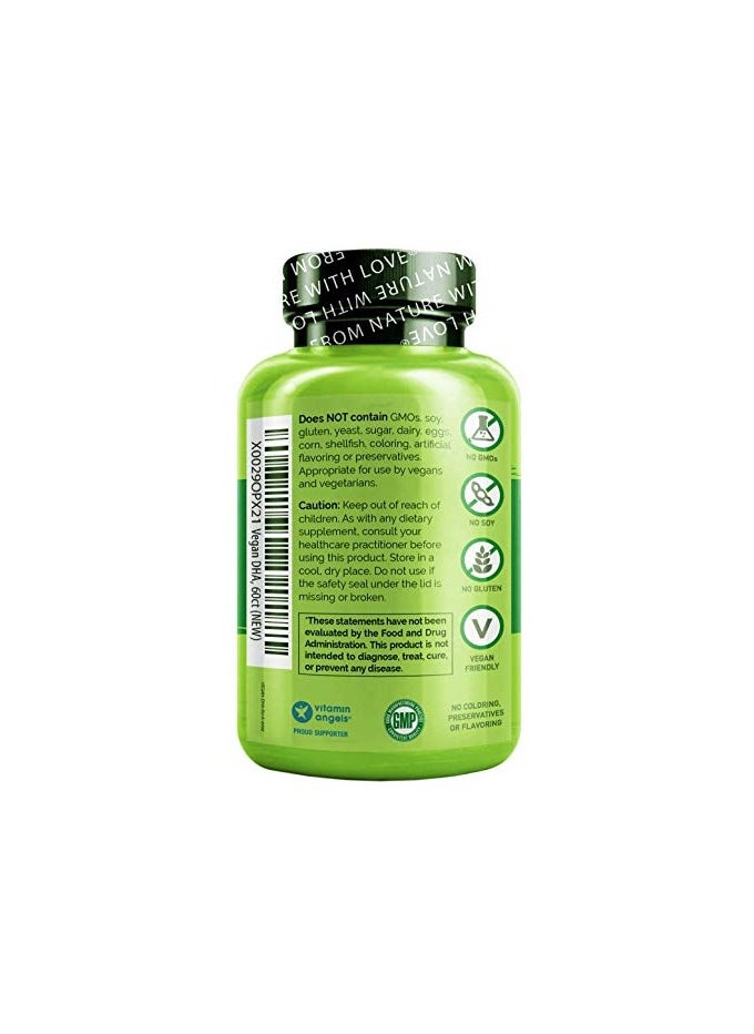 NATURELO - Vegan DHA - Omega 3 Oil from Algae, 800mg DHA - Dietary Supplement Formulated to Support Heart, Brain & Eye Health - 60 Vegan Softgels - Image 1