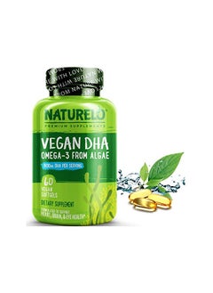 Vegan DHA - Omega 3 Oil from Algae, 800mg DHA - Dietary Supplement Formulated to Support Heart, Brain & Eye Health - 60 Vegan Softgels